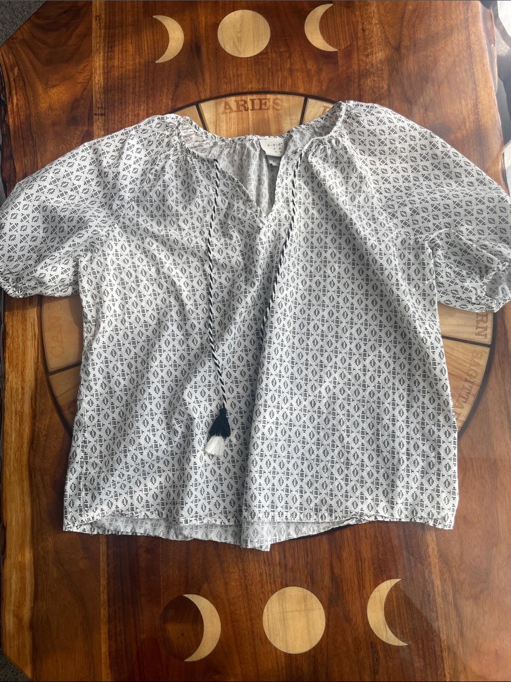 Boho 100% cotton patterned top with tassels